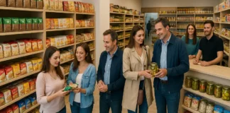 Русский и украинский магазин Италия в Турине Negozio russo Torino Piemonte Русский магазин в Турине - полки с русскими и украинскими продуктами Фотография русского и украинского магазина в Турине Negozio russo Torino Piemonte. Полки с продуктами, заморозкой, сладостями и соленьями для русскоязычных жителей и итальянцев