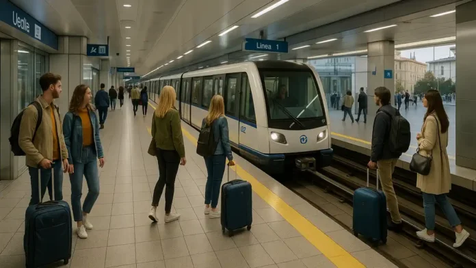 Метро Турина линия 1 - карта и поезда на станции