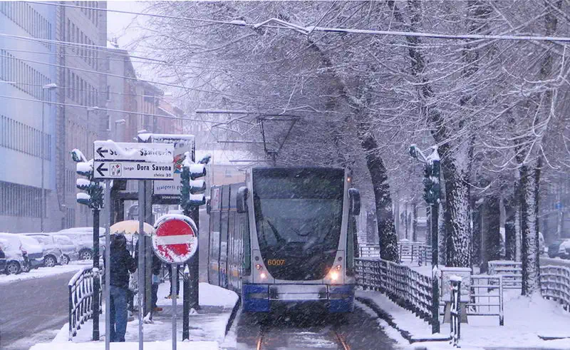 Снег в Турине Италия