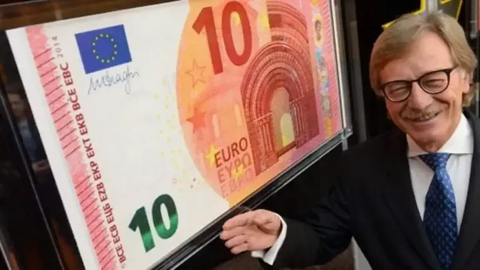 Европейский центральный банк представил свою новую банкноту в 10 евро