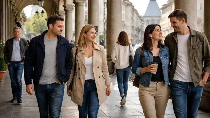 Достопримечательности Турина Италия центр и Моле Антонеллиана Пешеходная улица в центре Турина с аркадами и видом на Моле Антонеллиана, дневной свет, живая атмосфера