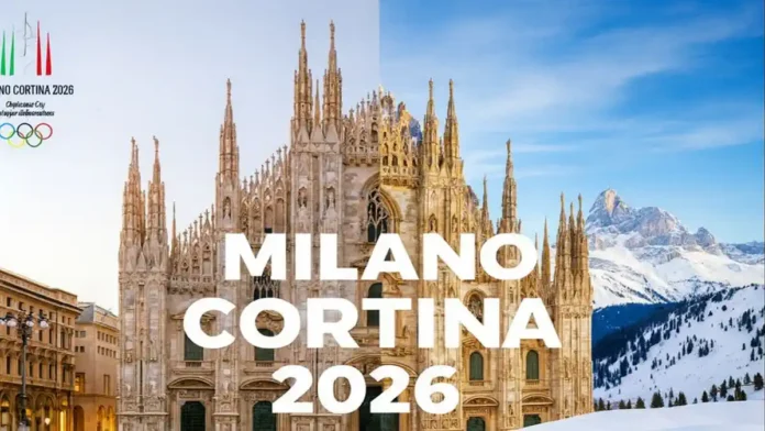 Зимняя Олимпиада в Турине 2006 и Игры Милан Кортина 2026 вид на стадион и Альпы