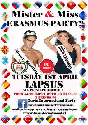 mis mister erasmus torino internazional party