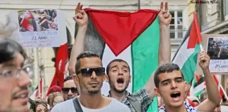 Протесты палестинцев в Турине Италия 2014: Израильская операция в Газе продолжается Манифестация палестинцев Турин Италия 2014