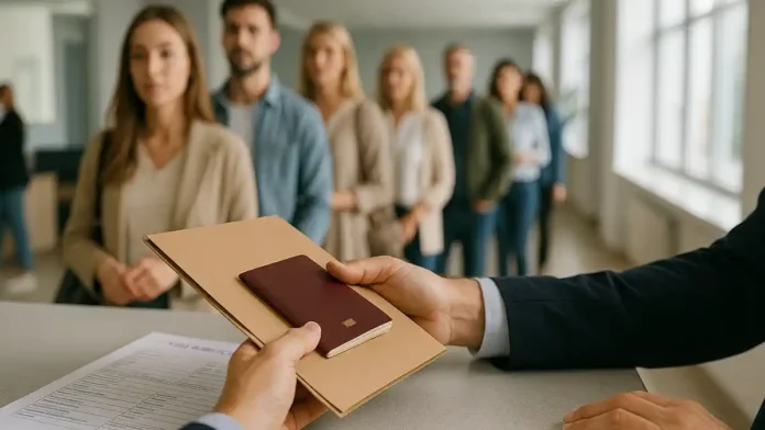 Итальянская виза для россиян и итальянский шенген - как получить визу в Италию сцена подачи документов на шенген в Италии, без текста и логотипов, спокойная атмосфера