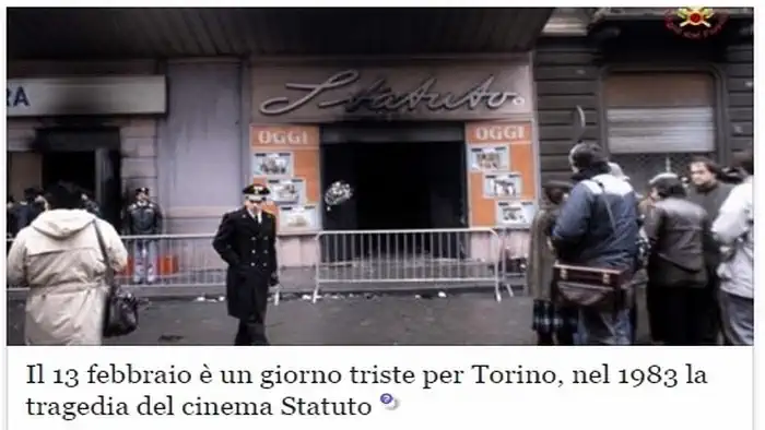 Пожар в кинотеатре Турина Италия трагедия