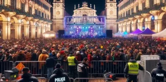 Новые металлоискатели и заграждения: обеспечение безопасности на площади в Турине Антитеррор в турине на праздник Новый год Италия