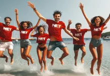 Исторический Турин в мае 2018 года: праздничная атмосфера и культурные мероприятия На фотографии запечатлена группа молодых людей, радостно прыгающих на мелководье у берега моря. Все они одеты в яркие красные футболки с одинаковым логотипом, что может свидетельствовать о том, что они являются частью команды аниматоров или принадлежат к какой-то организации или клубу. Они носят купальную одежду, что указывает на пляжную обстановку. Вода вокруг них кристально чистая и прозрачная, а фон сцены составляет спокойное море с видимыми парусниками вдали. Небо ясное и голуб ое, что подчеркивает солнечную и веселую атмосферу. Энергия и движение, зафиксированные на фото, передают ощущение свободы и беззаботности. Песчаный берег и теплый климат дополняют картину идеального летнего дня. Эта фотография может использоваться в рекламе пляжного курорта или мероприятия, организованного анимационной командой, для привлечения туристов, желающих получить незабываемый опыт отдыха у моря, наслаждаясь активными развлечениями и позитивной атмосферой.