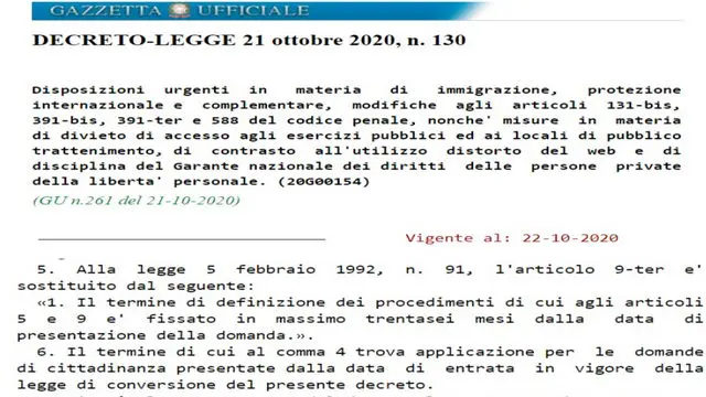 одобренный 5 октября Советом Министров Италии гражданство