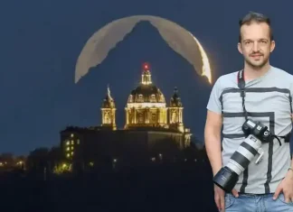 Фотография Суперги на фоне горы Монвизо и луны Снимок Дня от NASA: Уникальное Изображение Базилики Суперга и Луны от Валерио Минато