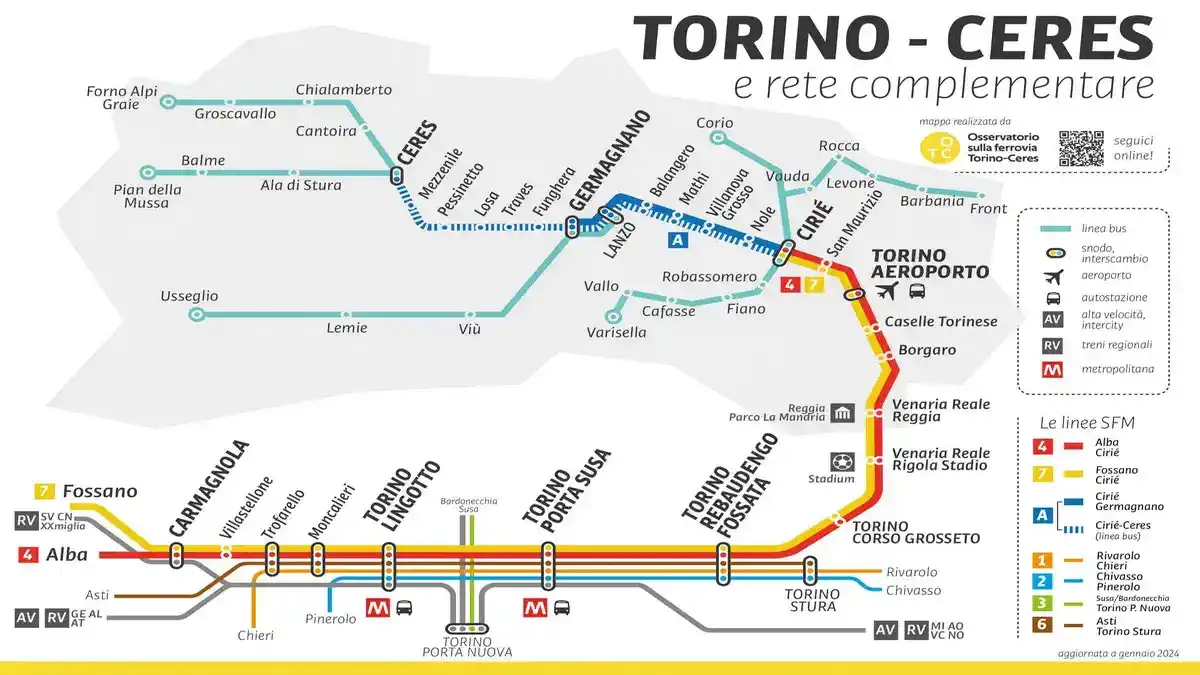 Карта железной дороги Турин