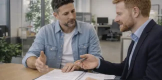 Туристическая виза в Италии: как легально перейти к ВНЖ и когда это почти невозможно Туристическая виза в Италии и смена статуса на ВНЖ Путешественник с документами у стойки консультации, спокойная современная Италия