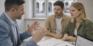 Ипотека в Италии 2026: ставки, условия, первый дом и как снизить платеж Ипотека в Италии 2026: ставки, surroga и покупка недвижимости в Турине Премиальная фотореалистичная сцена консультации по ипотеке и покупке квартиры в Италии, без текста и логотипов