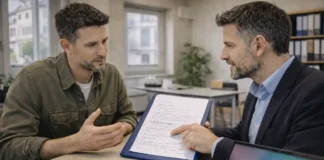 Италия обновляет закон об иммиграции: борьба с мошенничеством вокруг Decreto Flussi Италия меняет закон об иммиграции и усиливает контроль по Decreto Flussi Современная Италия, кабинет госслужбы или юридический офис, обсуждение иммиграционных правил и квот, без текста и логотипов.