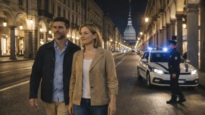 bezopasnost-turin-nochiu Безопасность в Турине ночью - советы и районы Ночной Турин в мягком уличном свете, спокойная центральная улица и видимые патрули