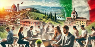 Цифровые кочевники в Италии: ВНЖ и требования для удаленной работы в 2024 году Цифровые кочевники работают удаленно на фоне итальянского пейзажа