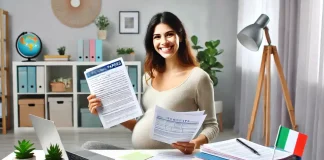 Права и льготы для беременных работающих женщин в Италии: Полное руководство по защите материнства Беременная работающая женщина с документами, получающая финансовую поддержку в Италии