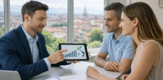 Итальянское гражданство и статистика ЕС: почему Италия в лидерах, хотя закон строгий Итальянское гражданство и статистика ЕС - почему Италия в лидерах Спокойная сцена консультации по документам и график статистики на фоне, без текста и логотипов