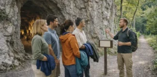 Гроты Каудано в Пьемонте: как попасть из Турина, маршруты, советы и правила безопасности Гроты Каудано в Пьемонте - подземная экскурсия рядом с Турином Подсвеченный зал пещеры со сталактитами и безопасной тропой, ощущение глубины