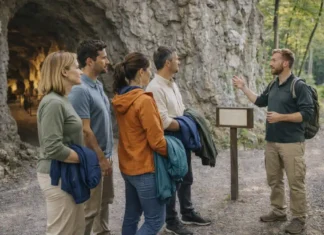 Гроты Каудано в Пьемонте: как попасть из Турина, маршруты, советы и правила безопасности Гроты Каудано в Пьемонте - подземная экскурсия рядом с Турином Подсвеченный зал пещеры со сталактитами и безопасной тропой, ощущение глубины