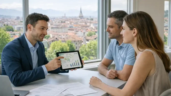 ii-nedvizhimost-italia-2050 ИИ в недвижимости Италии: анализ рынка и выбор жилья Современная консультация по покупке жилья в Италии, спокойная деловая атмосфера, акцент на анализ района и документов