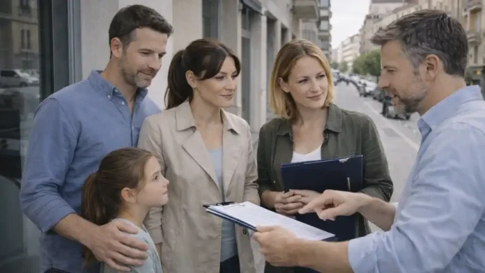 Социальное жилье в Италии: подача заявки ERP и ISEE, пример Турин у муниципального сервиса в Италии: семья и специалист смотрят документы и список требований