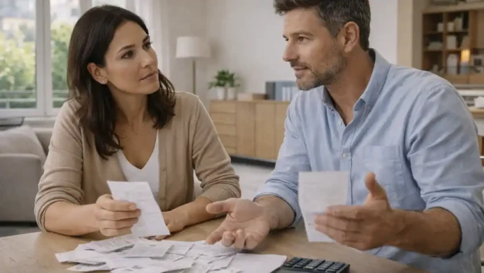 uroven-bednosti-italia Семья в Италии считает расходы на продукты и коммунальные услуги семья 30-45 лет за столом считает расходы, рядом чеки и блокнот