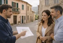 Дом за 1 евро в Италии: как работает программа и что скрывается за ценой 1 евро на примере Оллолаи Дом за 1 евро в Италии: ремонт и покупка в небольшом городе Нейтральная сцена консультации по покупке и ремонту старого дома в Италии, без текста и брендов, современная атмосфера