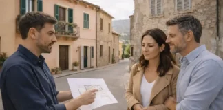 Дом за 1 евро в Италии: как работает программа и что скрывается за ценой 1 евро на примере Оллолаи Дом за 1 евро в Италии: ремонт и покупка в небольшом городе Нейтральная сцена консультации по покупке и ремонту старого дома в Италии, без текста и брендов, современная атмосфера