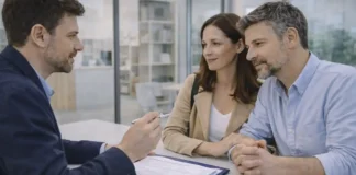 Самые богатые люди Италии: кто они, откуда деньги и почему список миллиардеров растет Самые богатые люди Италии: обсуждение переезда и налогов в современном офисе Современный офис консультаций в Италии, специалист и пара обсуждают переезд, налоговое резидентство и инвестиции, на столе папка с документами