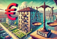 Штрафы за пустующие квартиры в Италии: новая инициатива в Турине Пустующая квартира с затемнёнными окнами в Турине. Знак штрафов и балансирующие весы, символизирующие справедливость