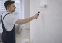 Работа маляром в Италии в 2026: сколько платят, где нужны маляры и как начать в Турине Маляр в Турине Италия покраска квартиры 2026 Современная сцена ремонта в квартире в Турине, мастер аккуратно красит стену, чистая зона работ, дневной свет