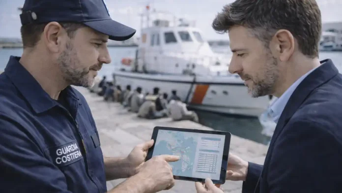 Миграция в Италии статистика 2024: меры и контроль морских маршрутов в итальянском порту: обсуждение данных и контроля морских маршрутов, без логотипов и текста