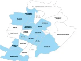 Карта Турин Пьемонт Италия районы Турина Турин на карте Италии с отмеченными достопримечательностями и линиями транспорта изображение карты Турина на фоне Италии, с выделенным центром города, линиями метро и основными достопримечательностями, современный стиль