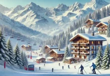 Альпы Пьемонта: горнолыжные курорты, отдых, недвижимость Горнолыжные курорты Пьемонта зимой, заснеженные склоны, лыжники на фоне Альп