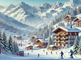 Альпы Пьемонта: горнолыжные курорты, отдых, недвижимость Горнолыжные курорты Пьемонта зимой, заснеженные склоны, лыжники на фоне Альп