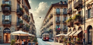 Район Аврора (Aurora) в Турине: Полное руководство по жизни, недвижимости и инвестициям Район Аврора в Турине: архитектура, недвижимость и городская жизнь Улица в районе Аврора в Турине: старинные здания, магазины и городской транспорт