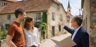 Дом за 12 центов в Хорватии: Леград продает жилье за 0,12€ и зовет новых жителей Дом за 12 центов в Хорватии Леград программа покупки жилья Небольшой европейский городок, молодой паре показывают старый дом под ремонт, атмосфера переезда и нового старта