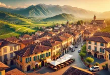 Лучшие города Пьемонта: где жить и что посмотреть? Живописный вид на холмы Пьемонта с виноградниками и средневековыми городами.