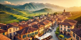 Лучшие города Пьемонта: где жить и что посмотреть? Живописный вид на холмы Пьемонта с виноградниками и средневековыми городами.