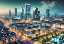 Инвестиции в недвижимость Турина 2025: где купить квартиру для аренды и получать доход Панорамное футуристическое фото центрального Турина с современными зданиями, символизующее инвестиционные возможности на рынке недвижимости Италии