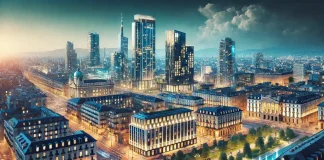 Инвестиции в недвижимость Турина 2025: где купить квартиру для аренды и получать доход Панорамное футуристическое фото центрального Турина с современными зданиями, символизующее инвестиционные возможности на рынке недвижимости Италии