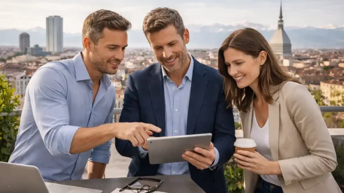 Инвестиции в Турин: недвижимость и бизнес в 2026 году Современный Турин, деловой район и жилые кварталы как символ инвестиционного потенциала города.