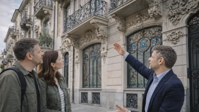 liberty-v-turine-arhitektura-moderna Стиль Либерти в архитектуре Турина - фасад модерна в районе Cit Turin Прогулка по Турину в стиле Либерти: элегантный фасад с витражами и коваными балконами, детали итальянского модерна, живая городская атмосфера