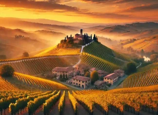 Монферрато и Ланге: средневековые замки, трюфели и вино Вид на виноградники Монферрато и Ланге с замками на фоне