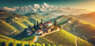 Рынок недвижимости в Пьемонте: цены, тенденции, лучшие районы Вид на дом в виноградниках Пьемонта с Альпами на фоне