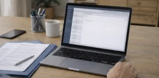 Что такое PEC в Италии и как работает цифровой адрес для налоговых уведомлений PEC в Италии и цифровой адрес для налоговых уведомлений Нейтральная рабочая сцена: ноутбук с открытой почтой без читаемого текста, рядом папка с документами и ручка, дневной свет