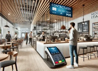 Платежные привычки итальянцев в 2025 году: рост POS и отказ от наличных POS-терминал в магазине в Италии с бесконтактной оплатой картой