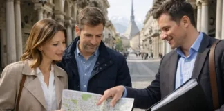 Турин — столица Пьемонта: гид для туристов и переезжающих (жизнь, работа, районы, недвижимость) Турин - столица Пьемонта: прогулка по центру и жизнь в городе Дневная городская сцена в центре Турина, ощущение спокойной европейской столицы региона, акцент на прогулку, архитектуру и практичную жизнь.