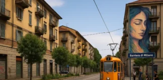 Стоит ли жить в районе Barriera di Milano в Турине? Обзор, цены, плюсы и минусы Улица района Barriera di Milano в Турине: фасады жилых домов, трамвай, уличное искусство и зелень повседневная атмосфера жизни